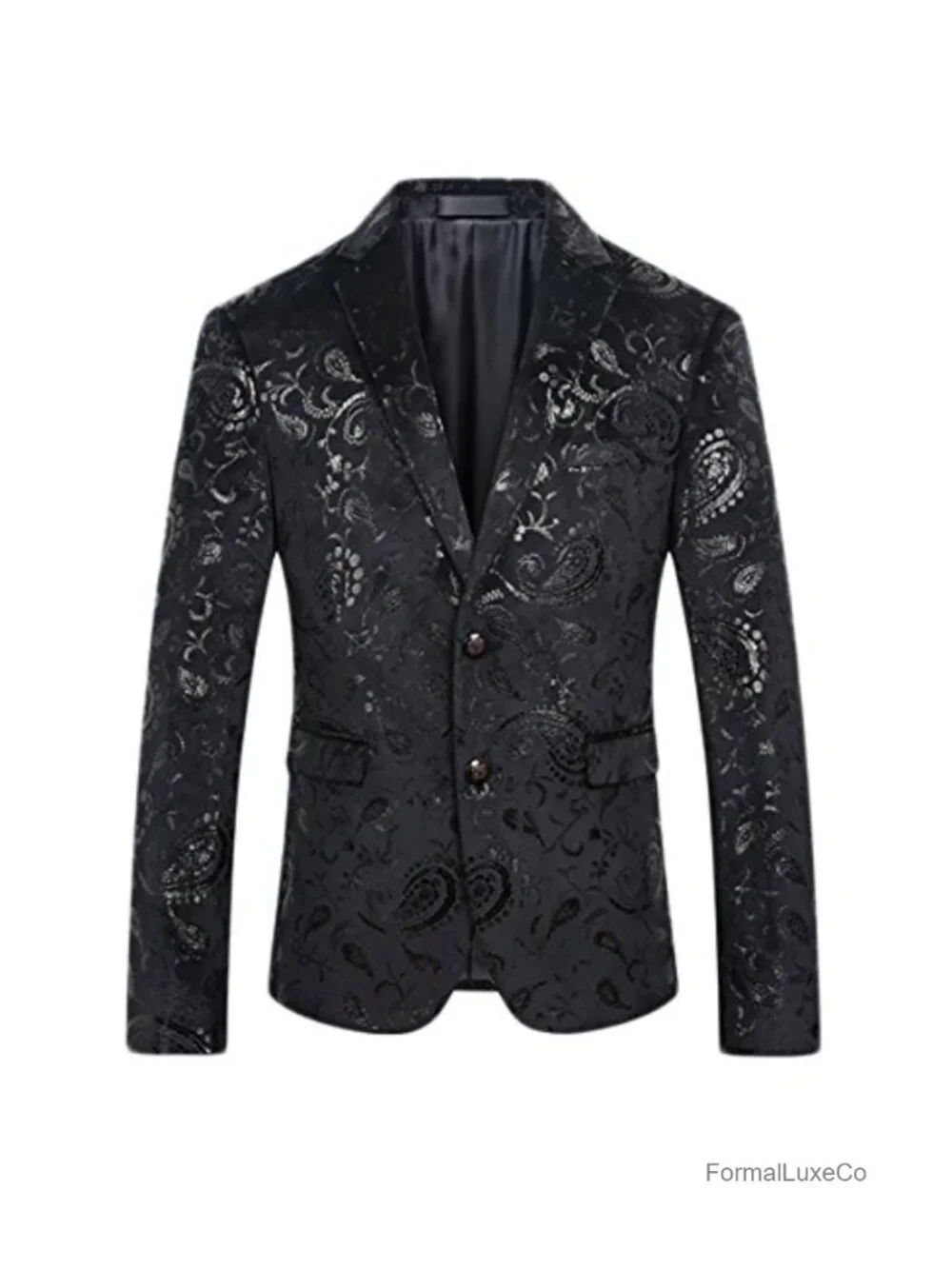Men's Slim Fit Floral Suit Jacket Notched Lapel Two Button Blazer